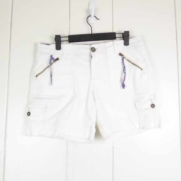 Free People Shorts Womens SZ 6 6.5" Inseam Cut Off Cargo Zip Pockets Mid Rise - Picture 2 of 13